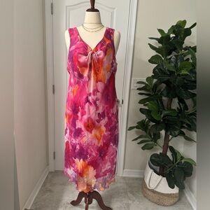 Venezia Pink and Orange Floral Midi Dress in Women’s Size 18/20